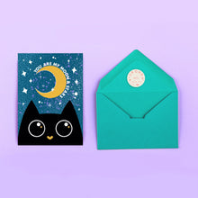 Load image into Gallery viewer, Moon and Stars Love Card | Lucky Black Cat