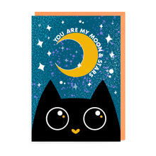 Load image into Gallery viewer, Moon and Stars Love Card | Lucky Black Cat