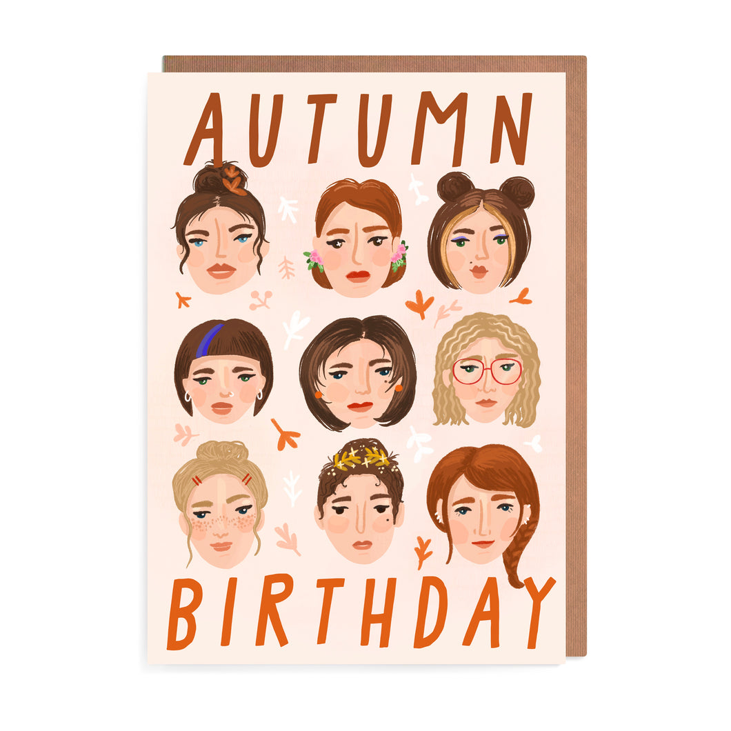 Autumn Girl Birthday Card | Fall Season