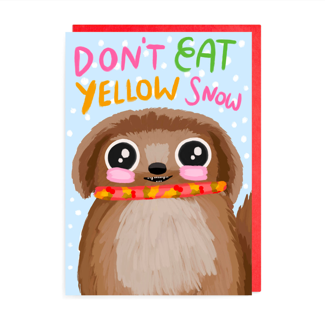 Yellow Snow Dog Christmas Card